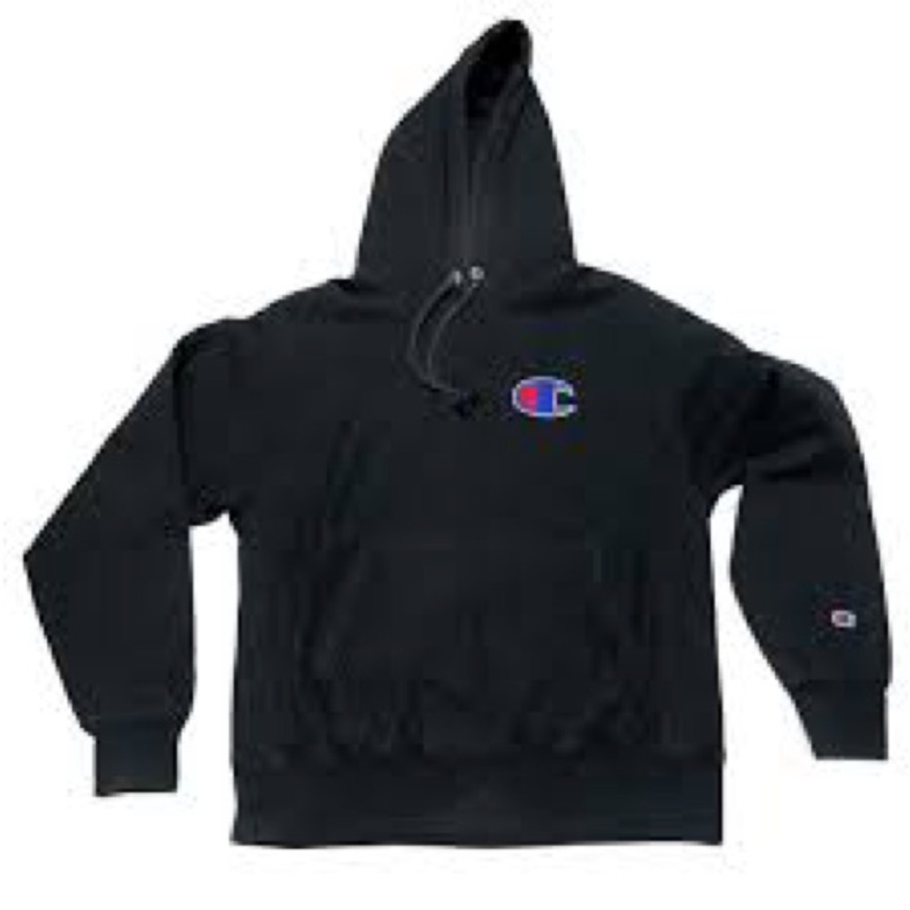 Champion Black Hoodie with Logo